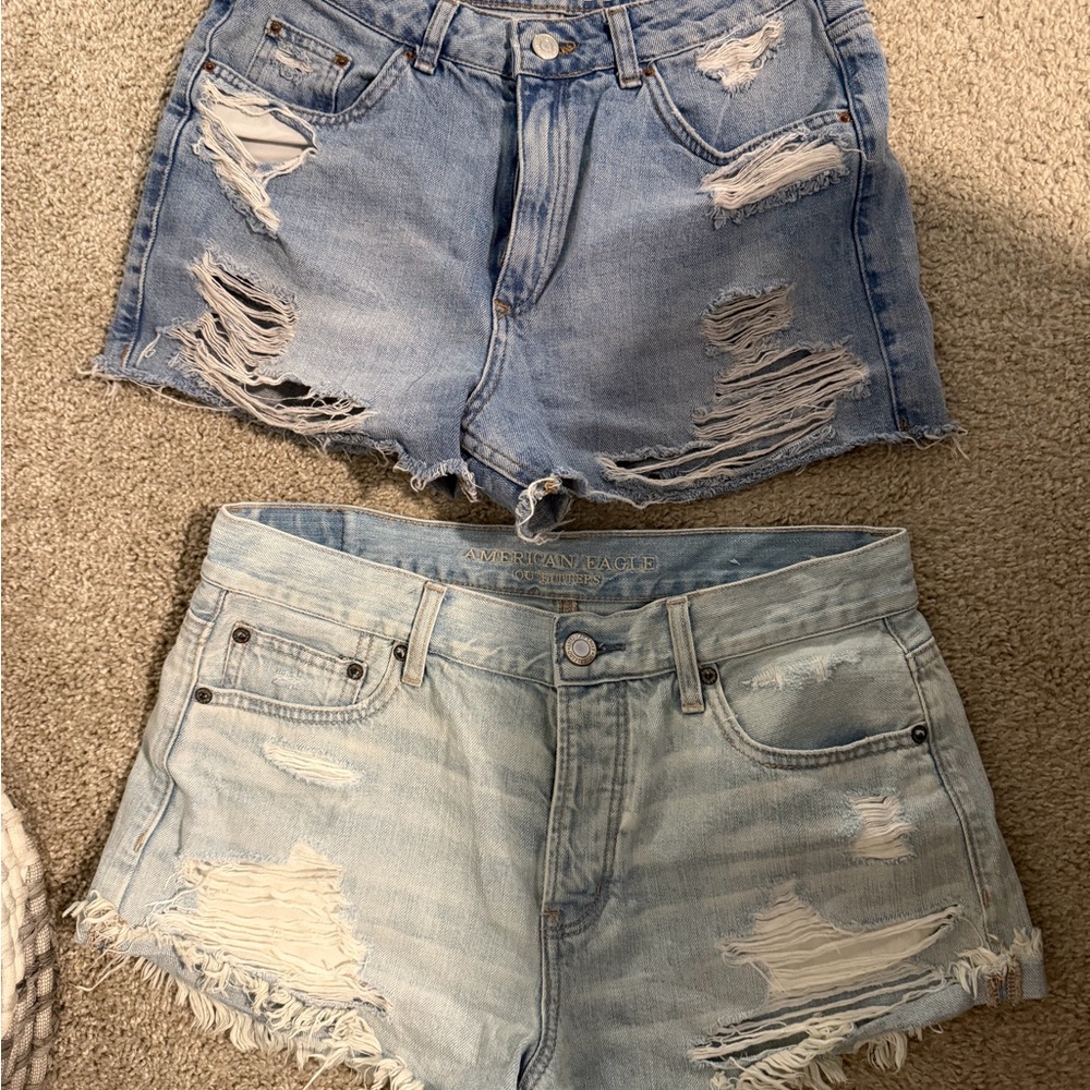 Lot of 3 Jean Shorts Distressed Denim Shorts - Women